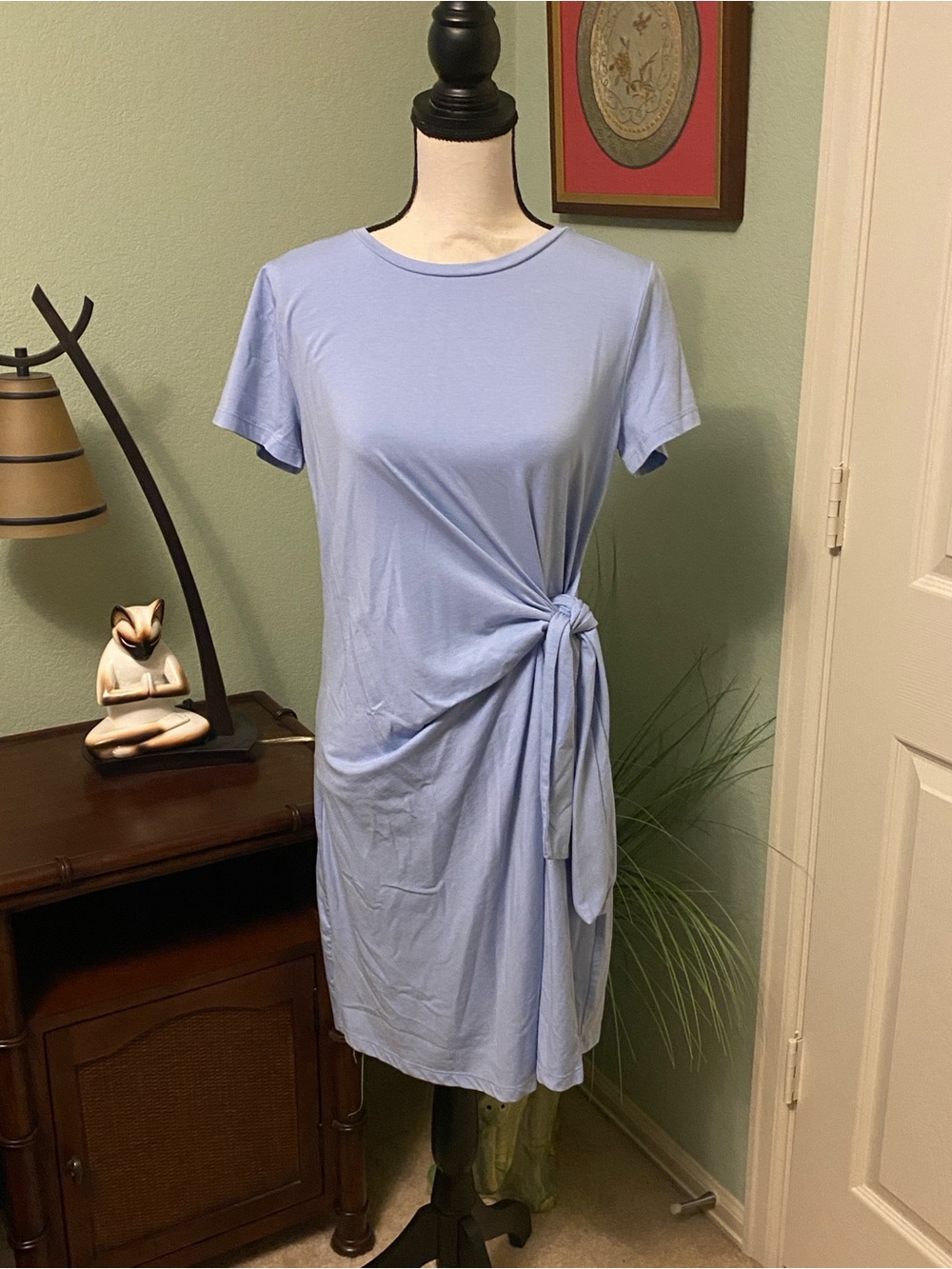 LOFT Light Blue Side-Tie Short Sleeve Dress NWOT